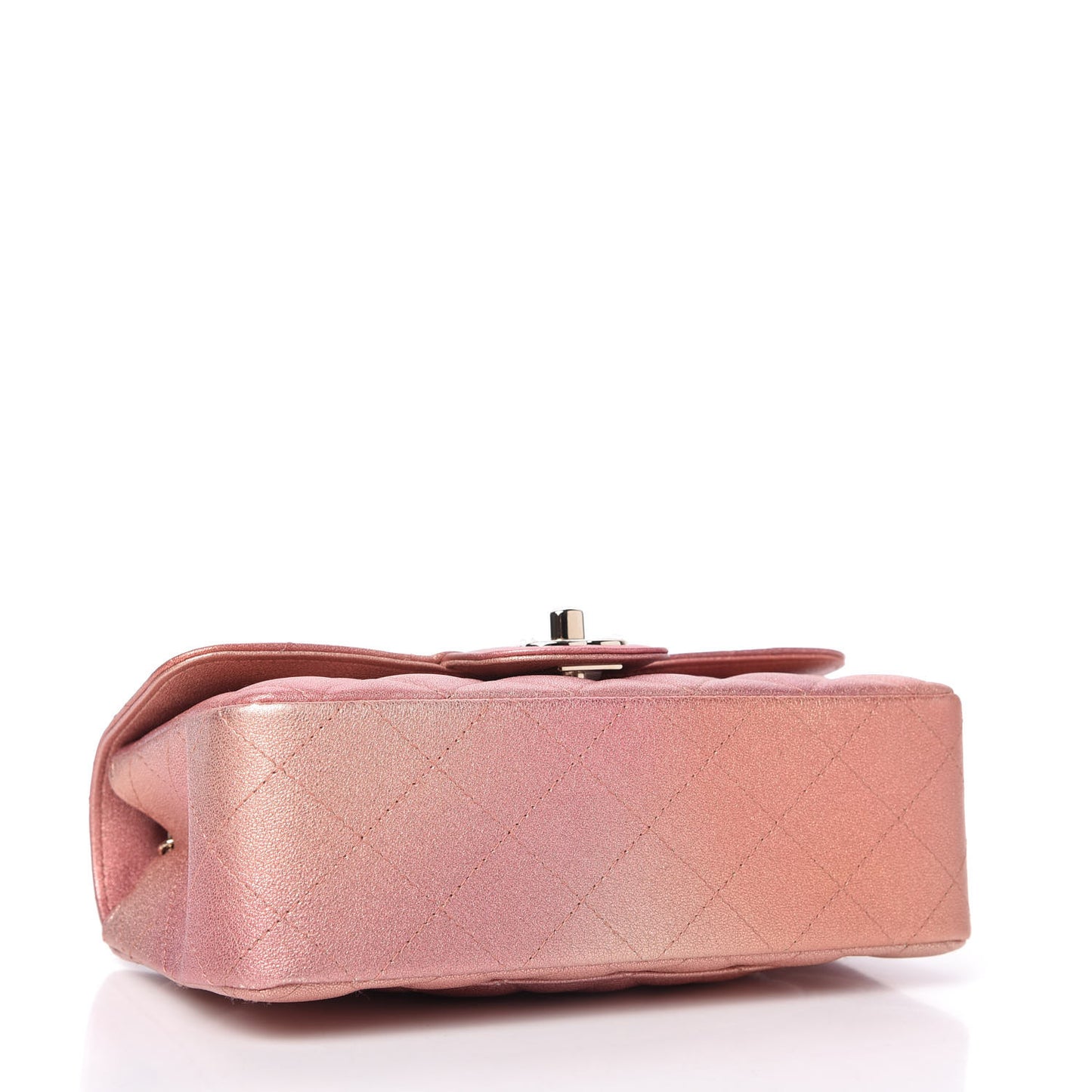 Metallic Lambskin Quilted Ombre Mini Rectangular Flap Pink