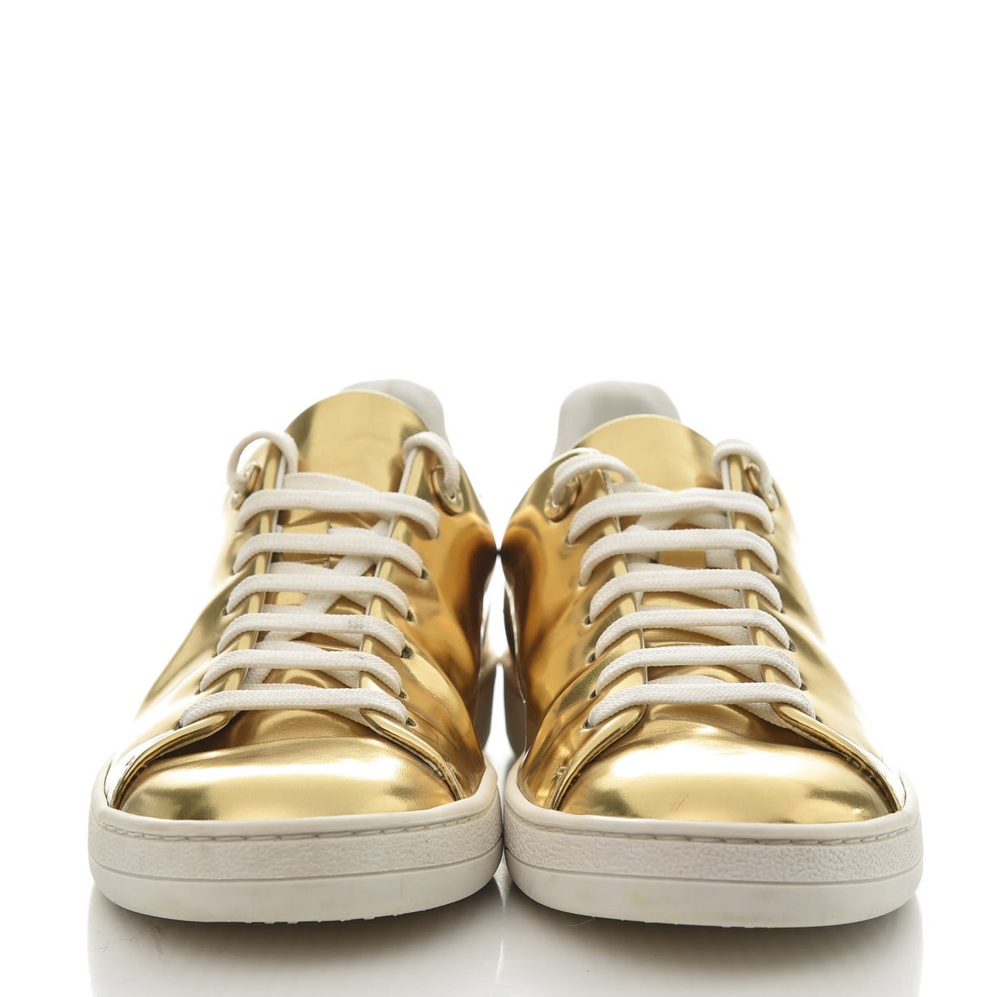 Metallic Calfskin Frontrow Sneakers 36.5 Gold