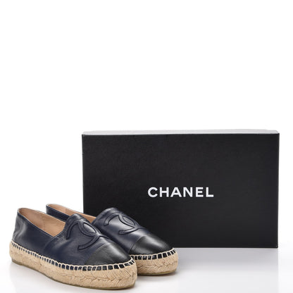 Chanel Lambskin CC Espadrilles 36 Navy Black 10 of 10