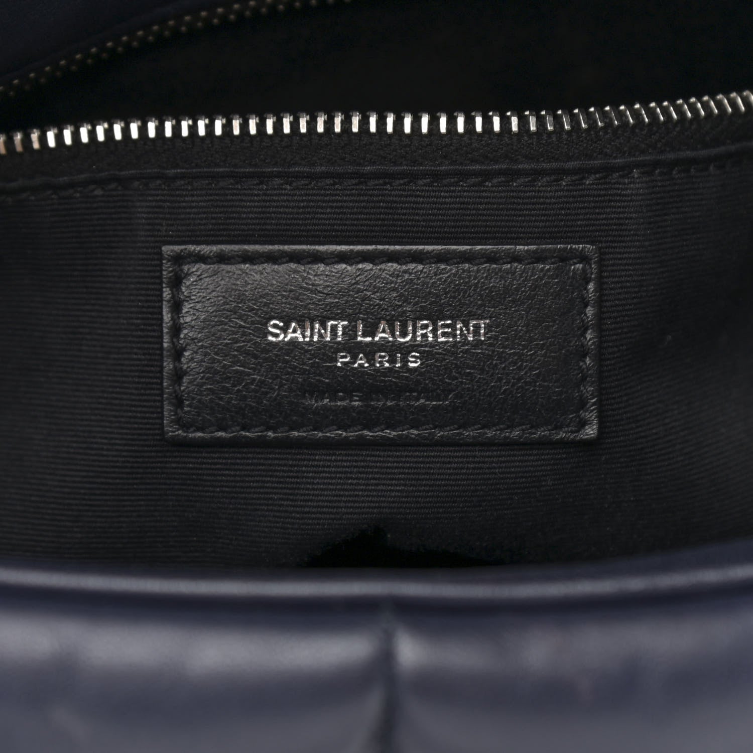 Saint Laurent Lambskin Quilted Medium Loulou Puffer Monogram Chain Satchel Navy 7 of 12