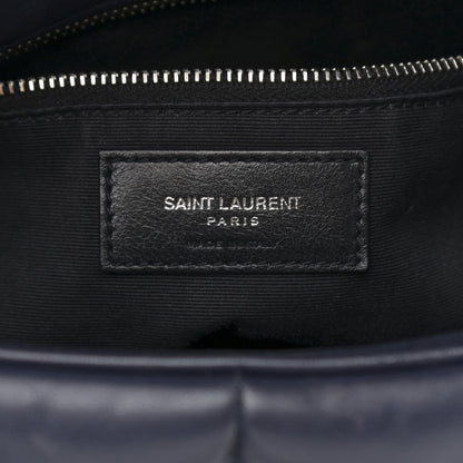 Saint Laurent Lambskin Quilted Medium Loulou Puffer Monogram Chain Satchel Navy 7 of 12
