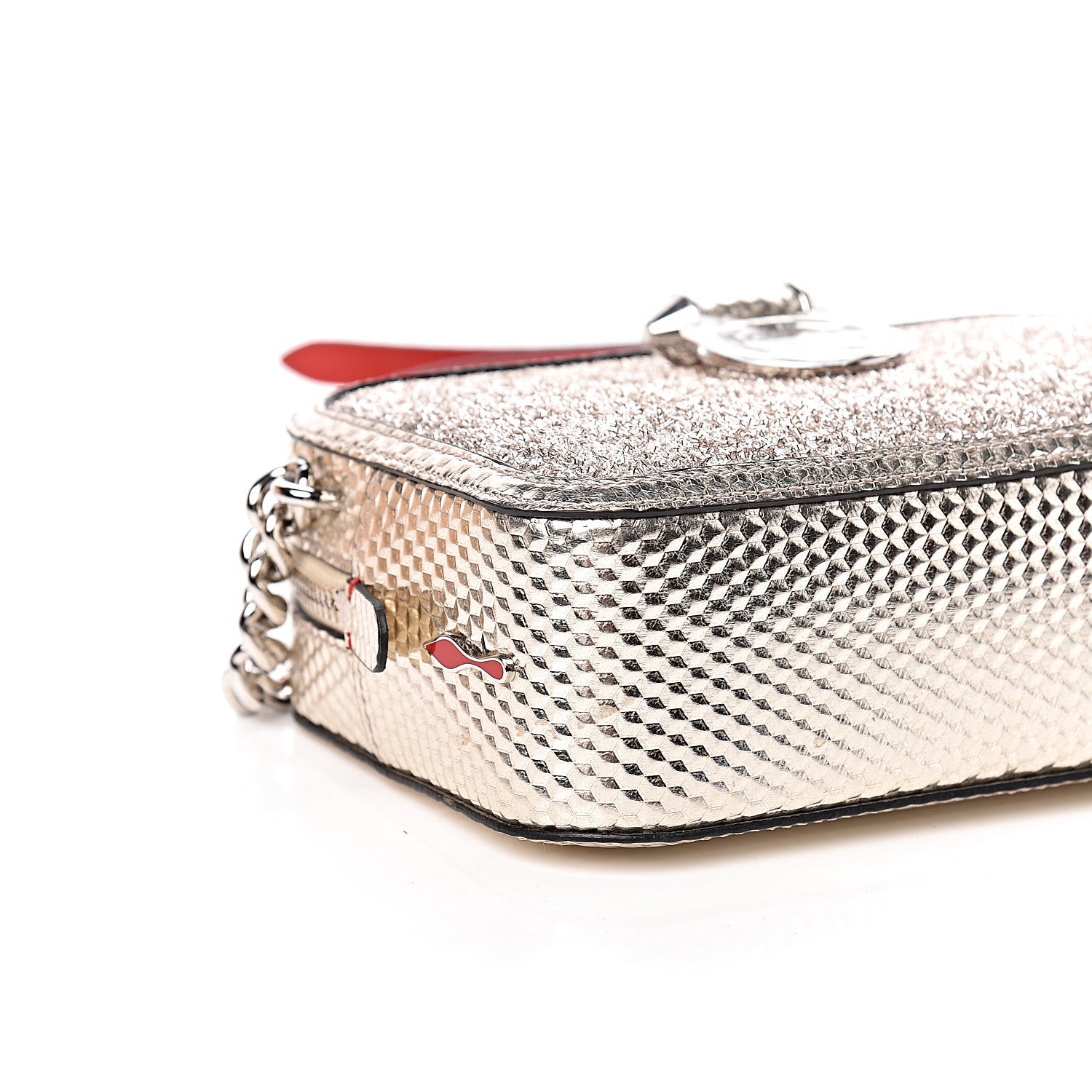 Christian Louboutin Givre Calfskin Glitter Cubiste Mini Rubylou Perle Platine 5 of 12