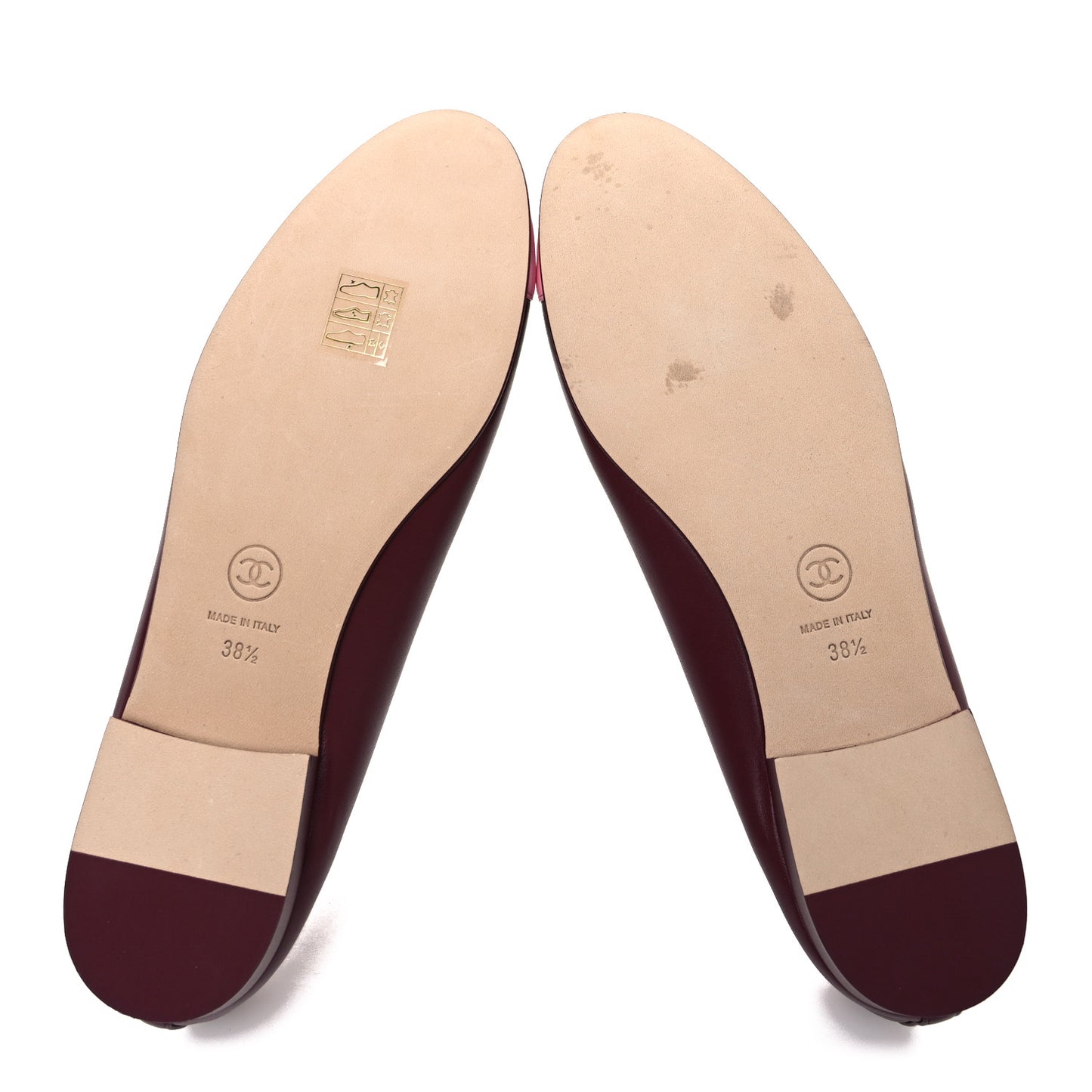 Lambskin Cap Toe CC Ballerina Flats 38.5 Burgundy Pink