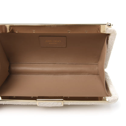 Jimmy Choo Suede Sequin Embroidered Ellipse Clutch Ivory 5 of 9