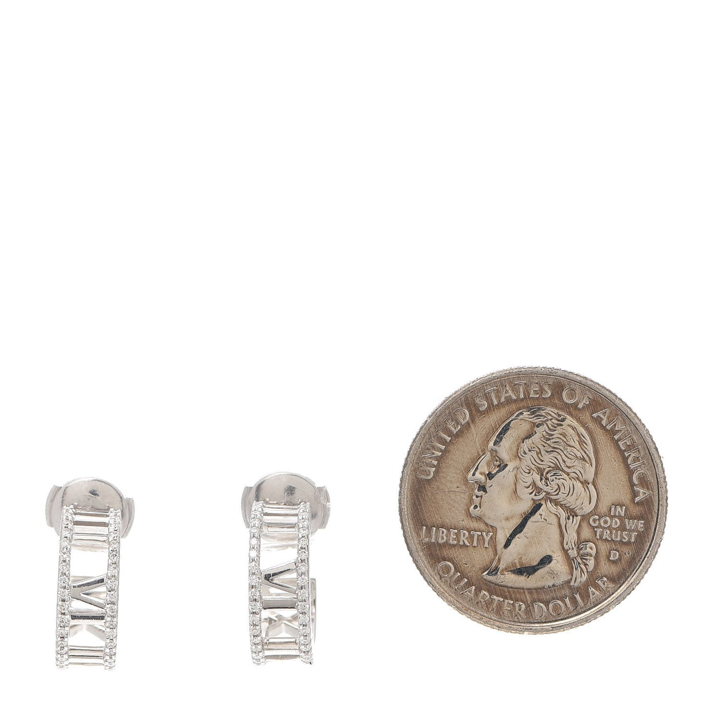 18K White Gold Diamond Atlas Open Hoop Earrings