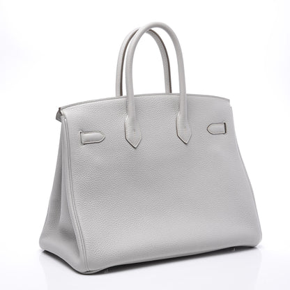 Hermes Taurillon Clemence Lizard Club Birkin 35 Gris Perle White Mykonos 2 of 31