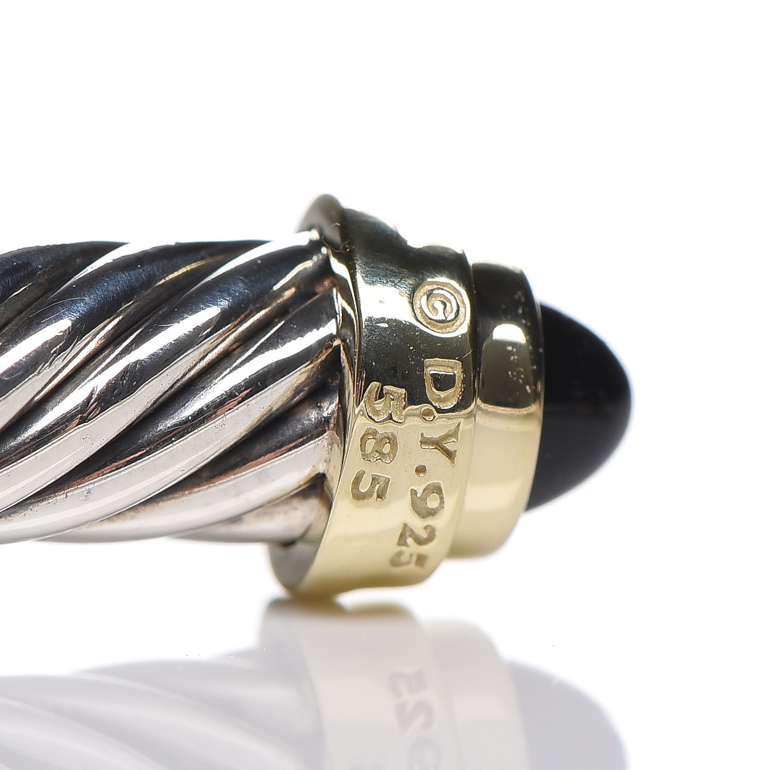 David Yurman Sterling Silver 14K Yellow Gold Black Onyx 5mm Cable Classics Petite Color Bracelet 4 of 4