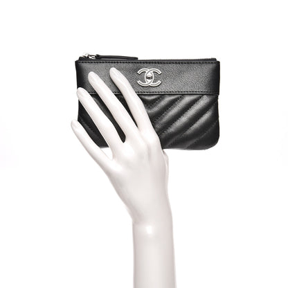 Chanel Metallic Sheepskin Quilted Small Pouch Dark Silver 2 of 8
