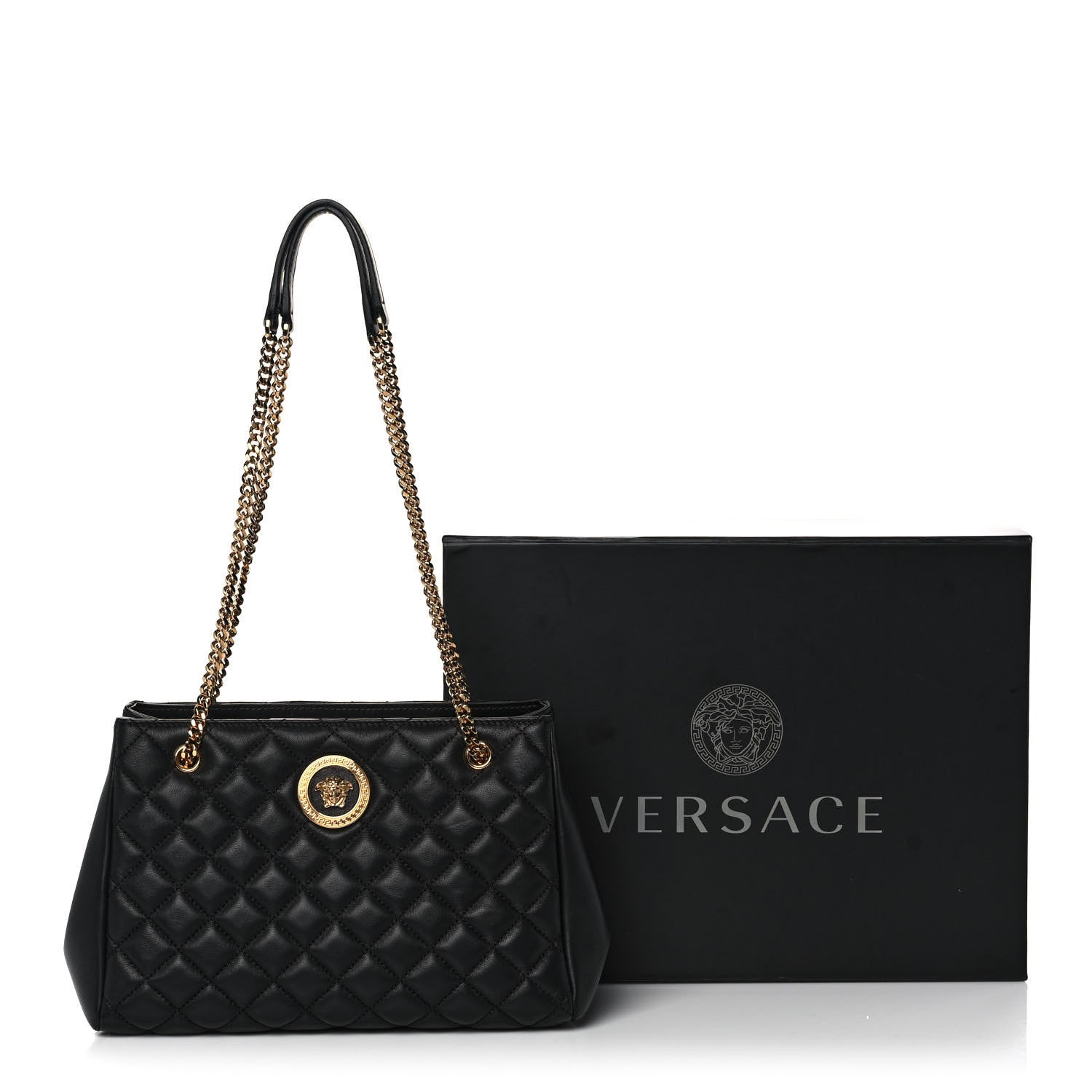 Versace Nappa Quilted Medusa Chain Shoulder Bag Black 11 of 11