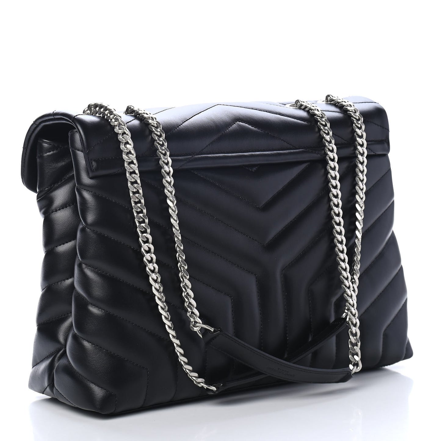 Calfskin Y Quilted Monogram Medium Loulou Chain Satchel Black