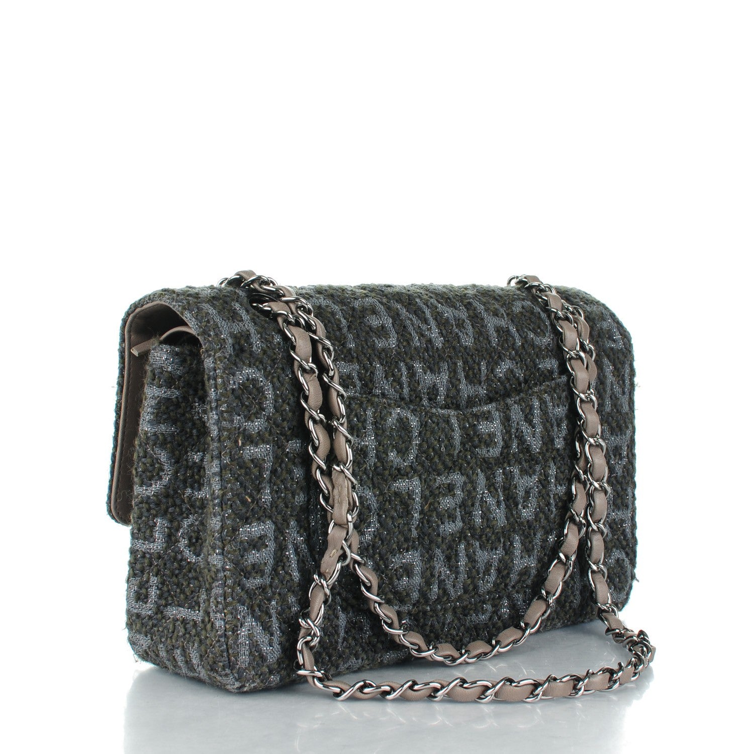 Chanel Tweed Quilted Medium Double Flap Grey 3 of 7