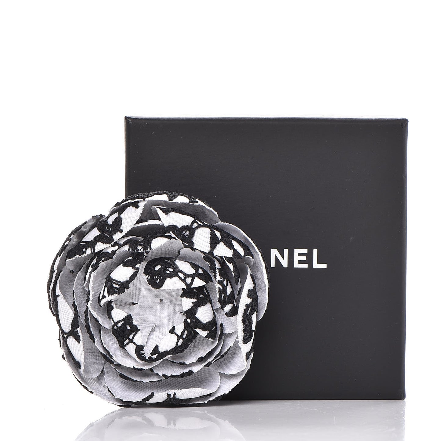Cotton Camellia Brooch Pin Black White