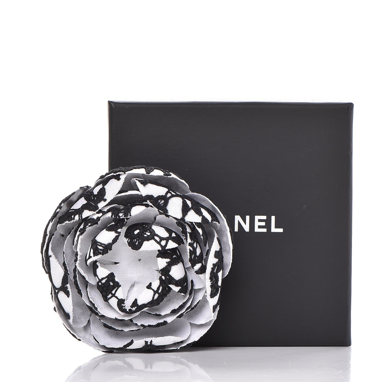 Chanel Cotton Camellia Brooch Pin Black White 5 of 5