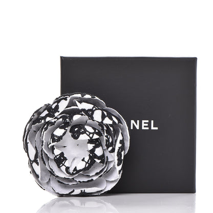 Chanel Cotton Camellia Brooch Pin Black White 5 of 5