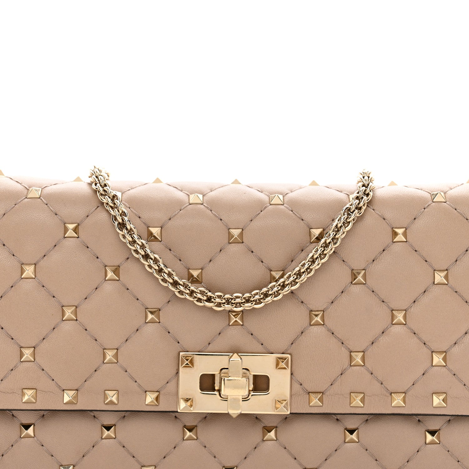 Valentino Garavani Lambskin Rockstud Spike Wallet on Chain Poudre 5 of 12