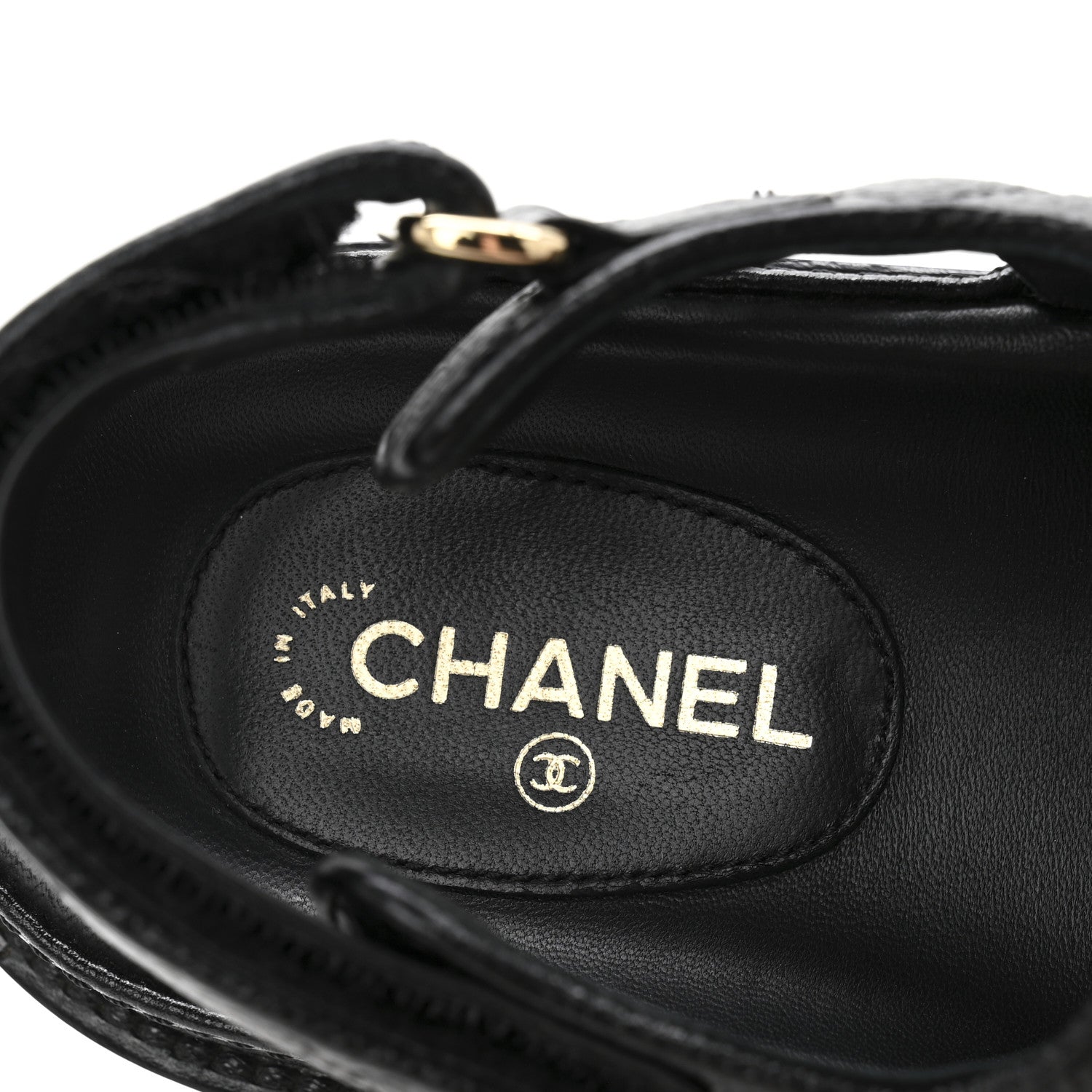 Chanel Grained Calfskin Velcro Dad Sandals 37.5 Black 8 of 14