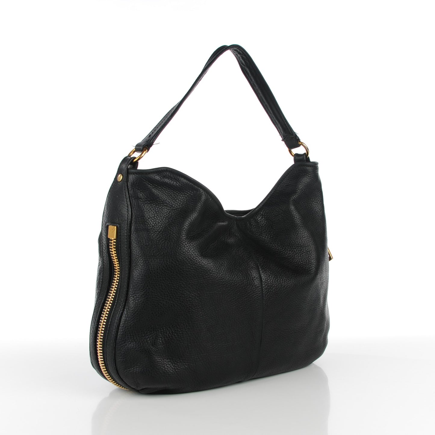 Calfskin Zip Hobo Black
