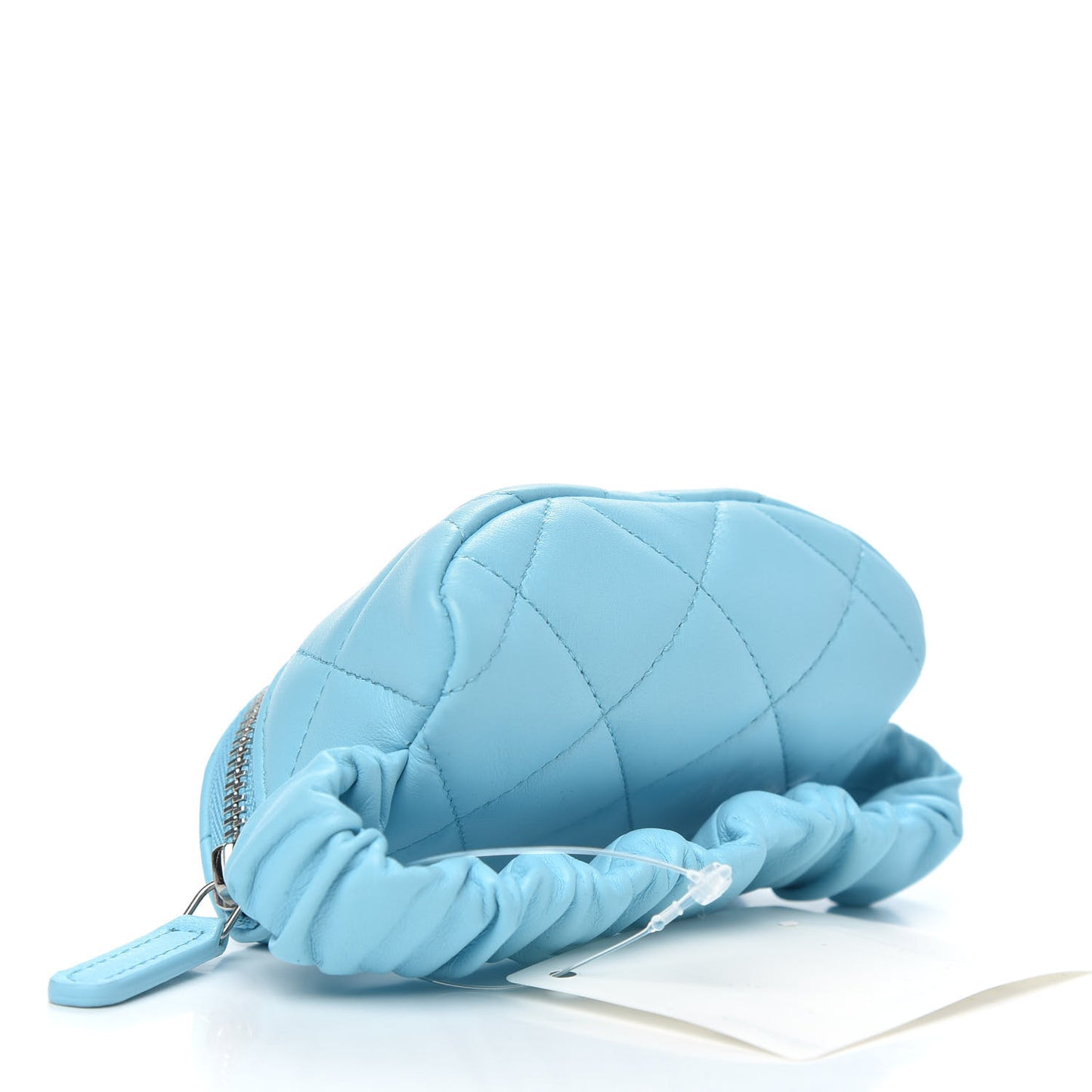Lambskin Quilted Arm Coin Purse Neon Blue