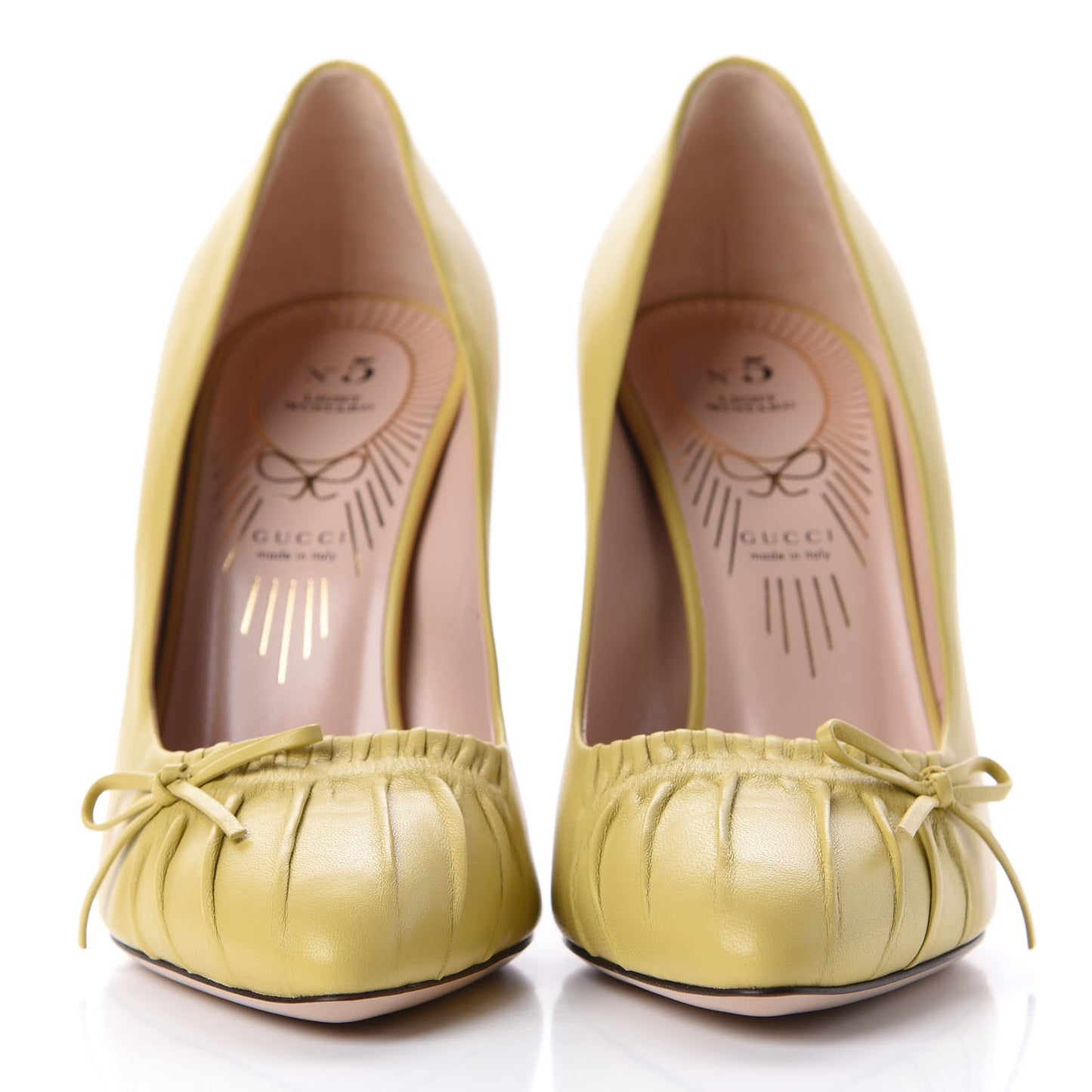 Nappa Bow High Heel Pumps 37 Light Mustard
