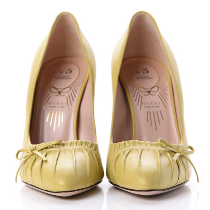 Gucci Nappa Bow High Heel Pumps 37 Light Mustard 2 of 11