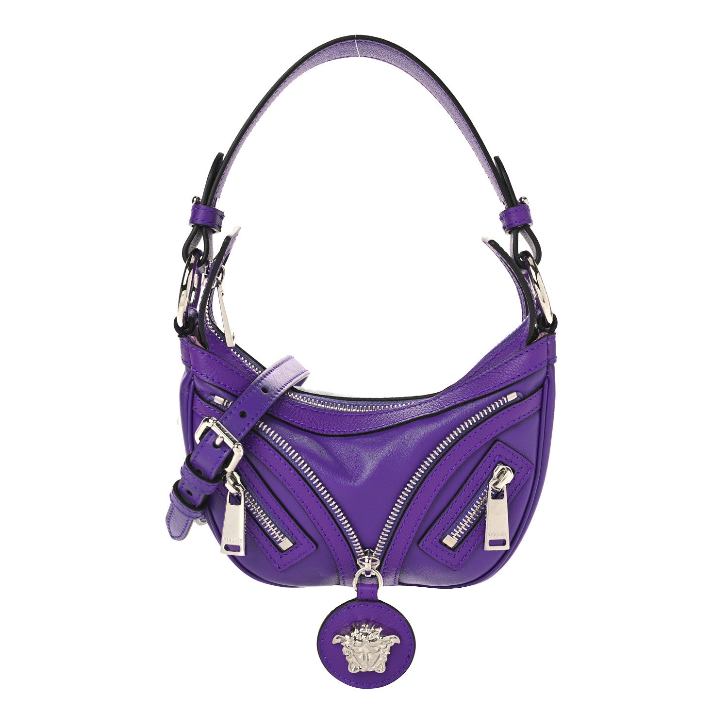 Versace Calfskin Small Repeat Zip Hobo Purple 1 of 8