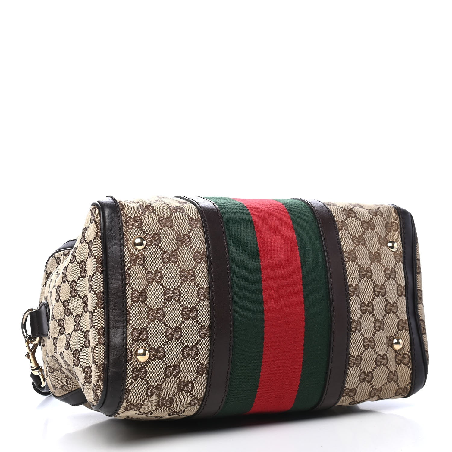 Gucci Monogram Vintage Web Medium Boston Dark Brown 4 of 11