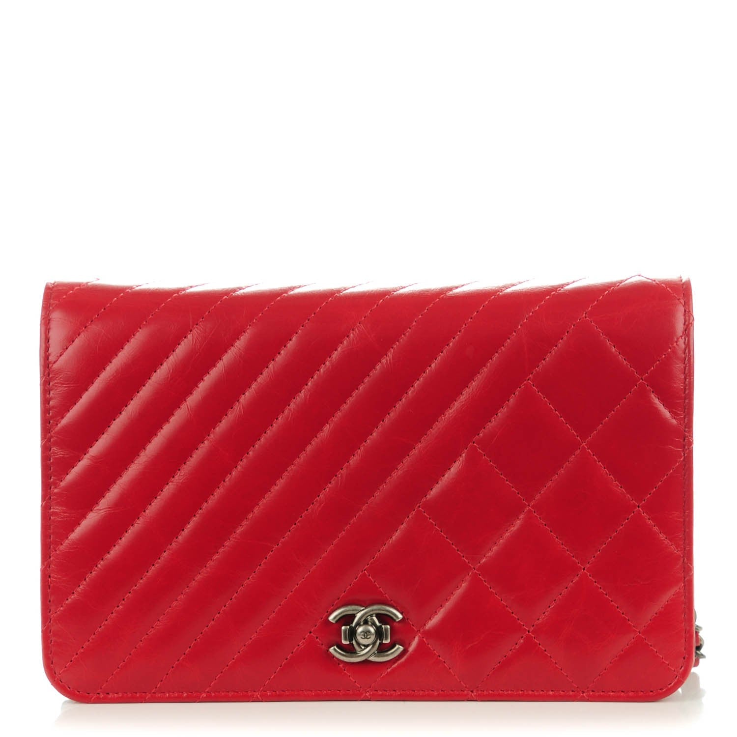 Chanel Lambskin Quilted Coco Boy Wallet On Chain WOC Red 1 of 8
