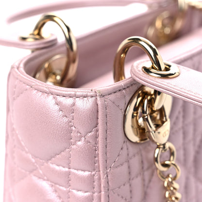 Christian Dior Metallic Lambskin Cannage Mini Lady Dior Lotus 13 of 17