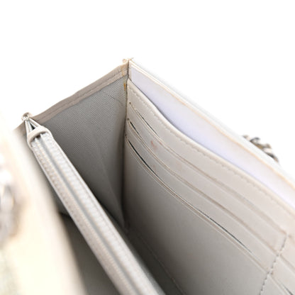 Chanel Metallic Galuchat Stingray Lambskin Boy Wallet With Removable Chain Silver 12 of 12