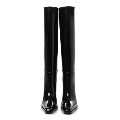 Saint Laurent Vitello Marilyn Nina 95 Knee High Boots 38 Black 3 of 11