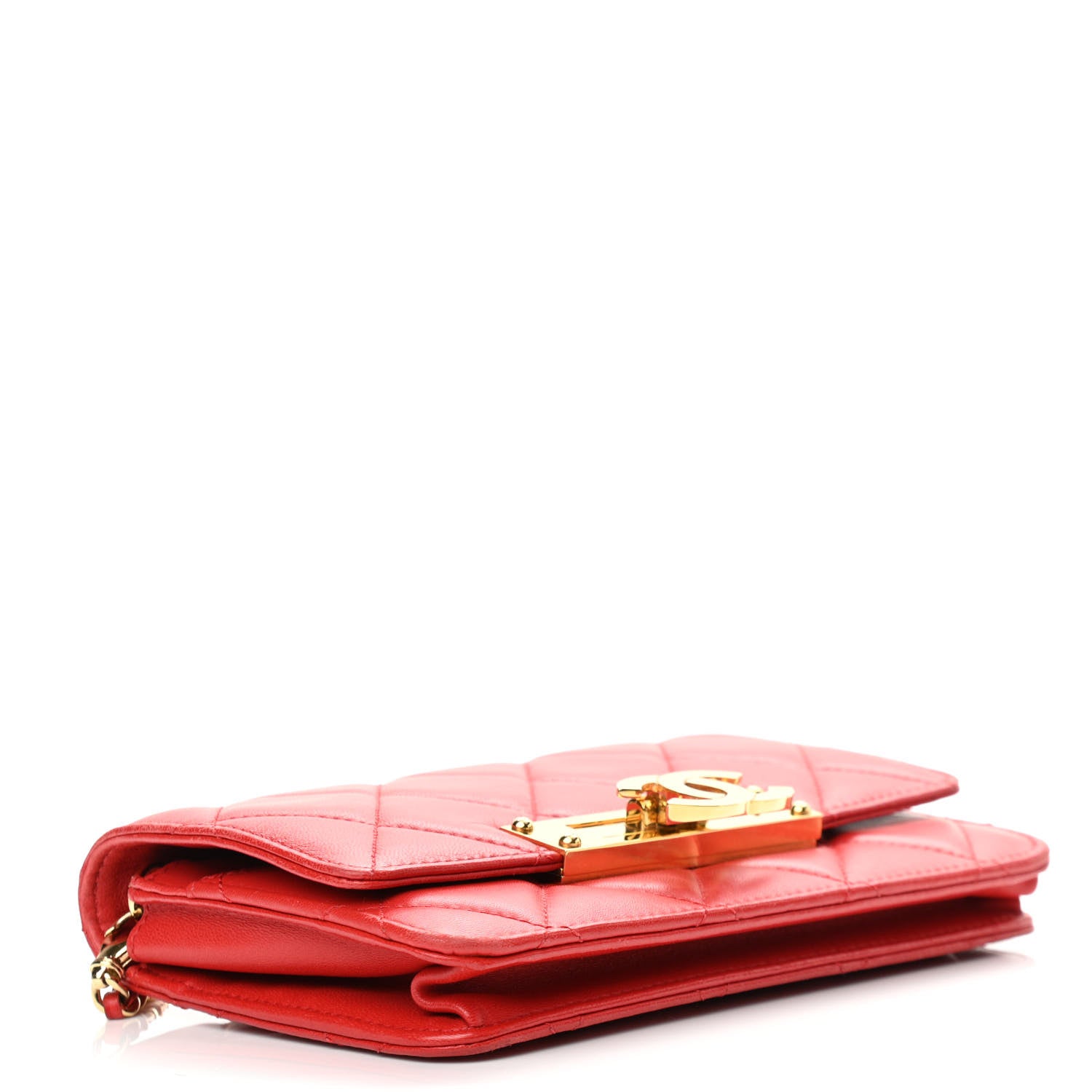 Chanel Lambskin Quilted Golden Class Wallet on Chain WOC Red 4 of 13