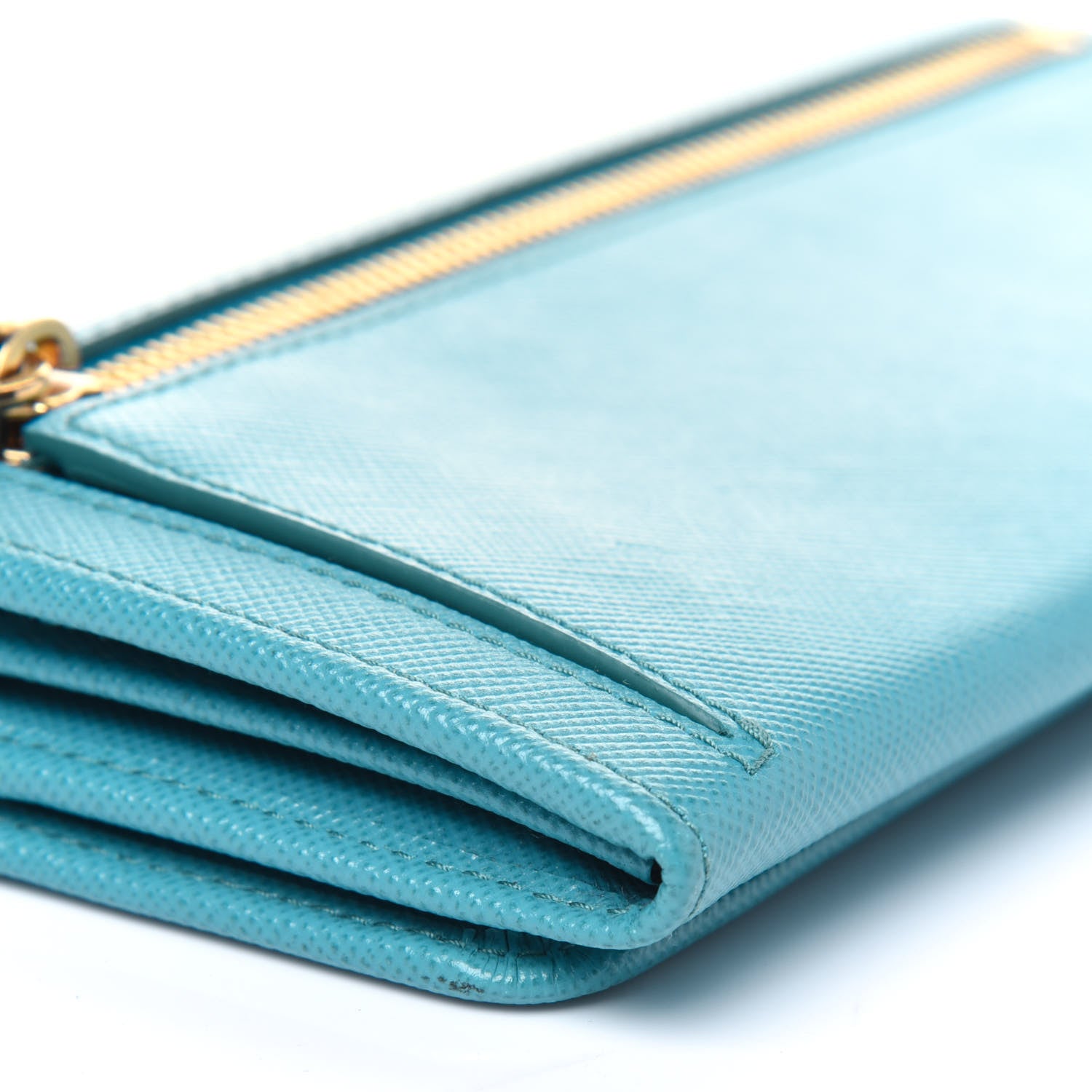 Prada Saffiano Metal Continental Flap Wallet Turchese 9 of 15