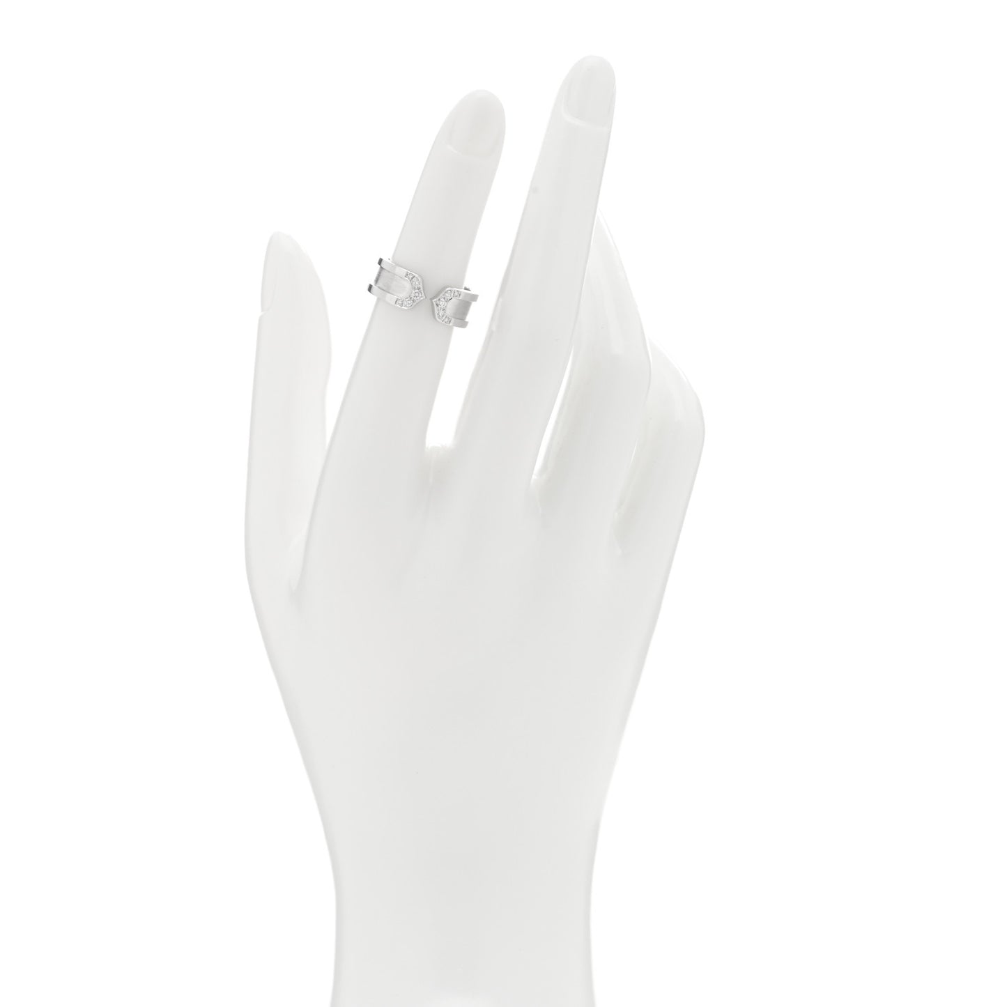 18K White Gold Diamond 6.5mm Logo De Cartier Ring 48 4.5