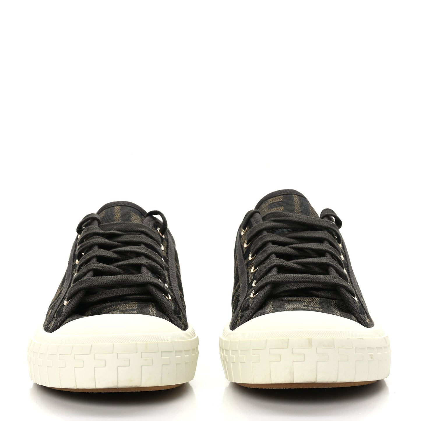 Fabric Jacquard FF Womens Domino Low Top Sneakers 40 Tobacco