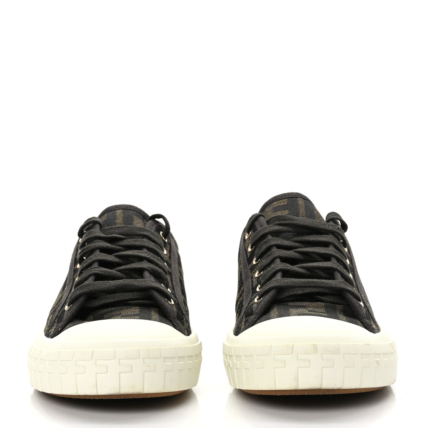 Fendi Fabric Jacquard FF Womens Domino Low Top Sneakers 40 Tobacco 2 of 8