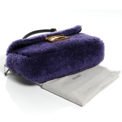Fendi Shearling Nappa Mini Be Baguette Shoulder Bag Purple Black 4 of 9