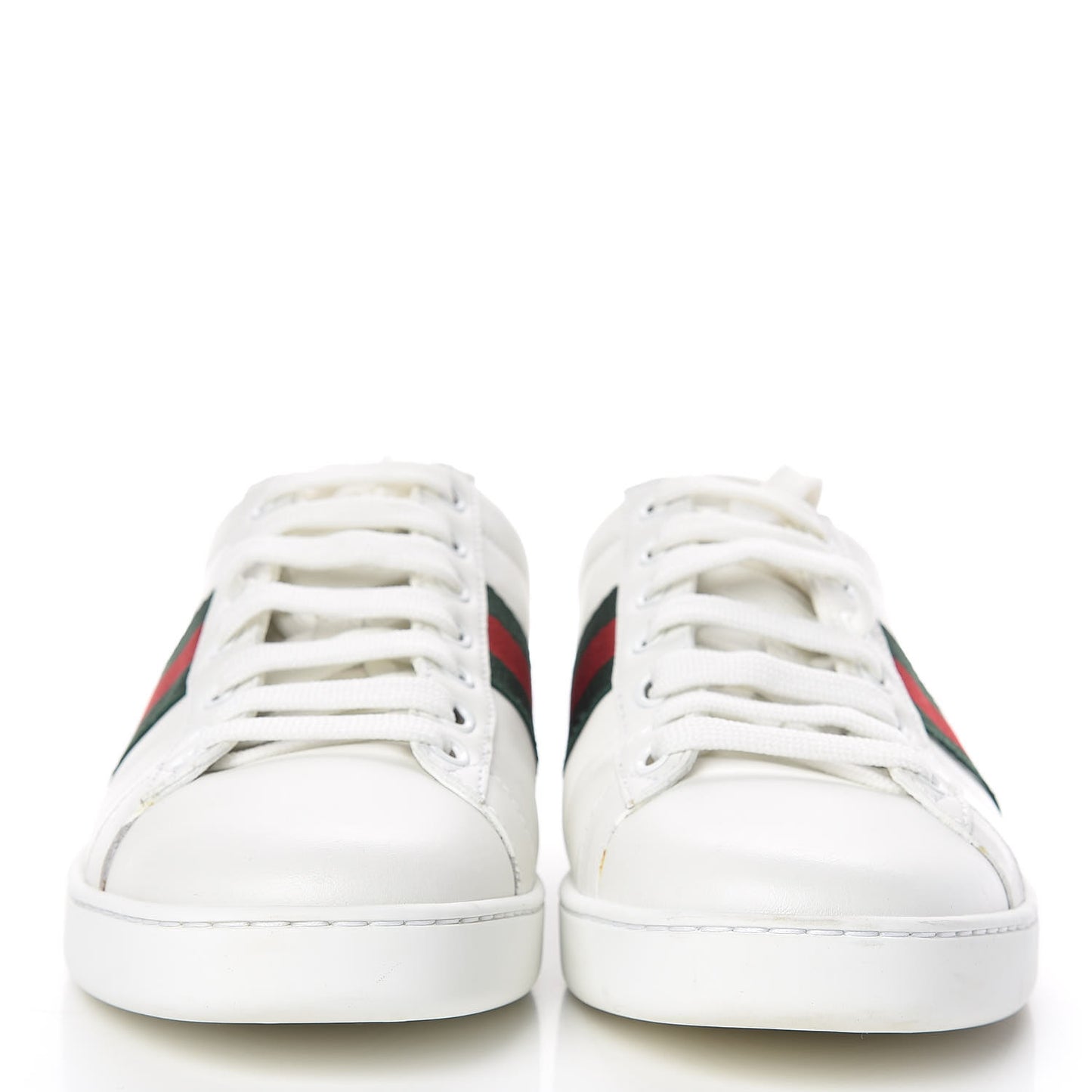 Calfskin Crocodile Web Womens Ace Sneakers 37.5 White Green