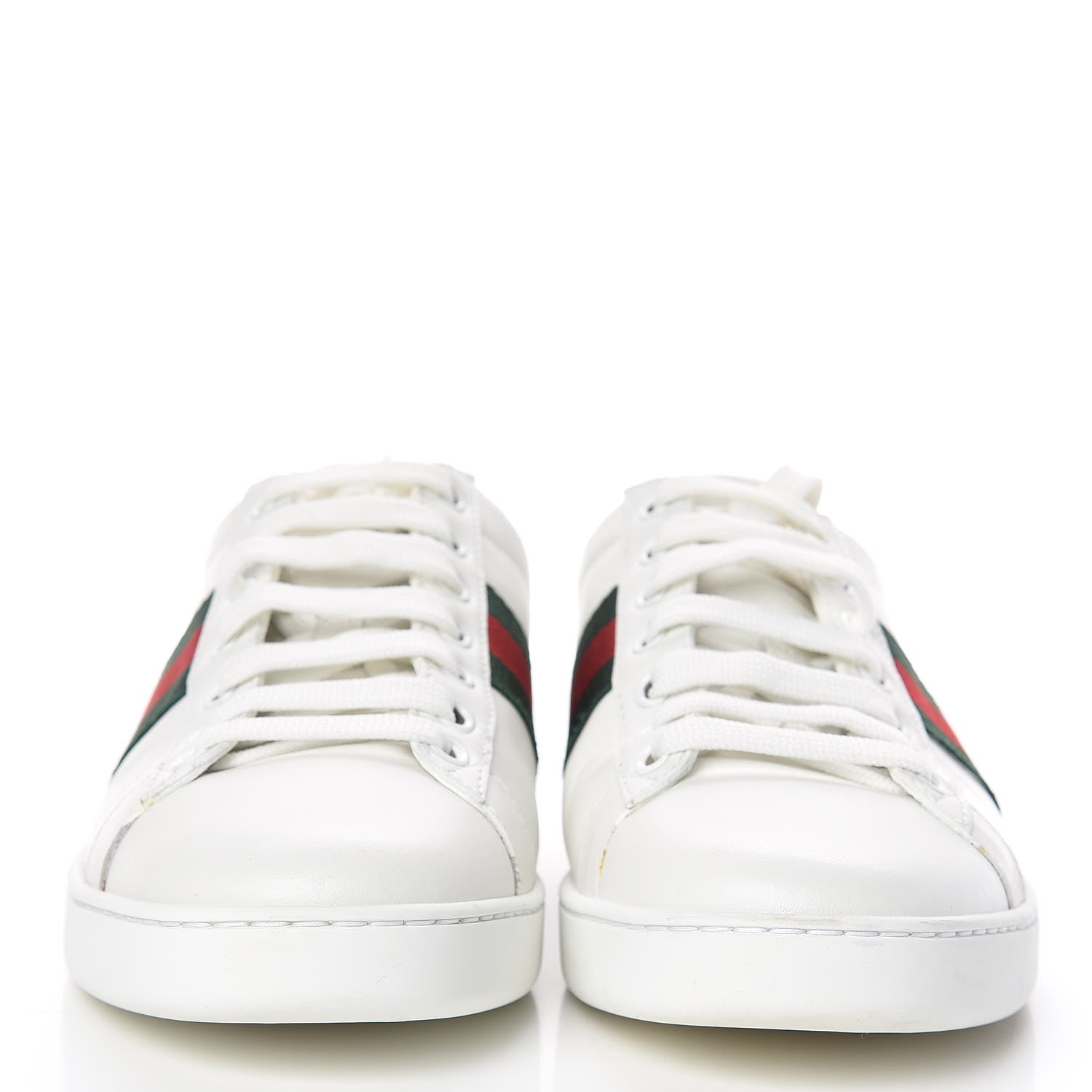 Gucci Calfskin Crocodile Web Womens Ace Sneakers 37.5 White Green 2 of 16