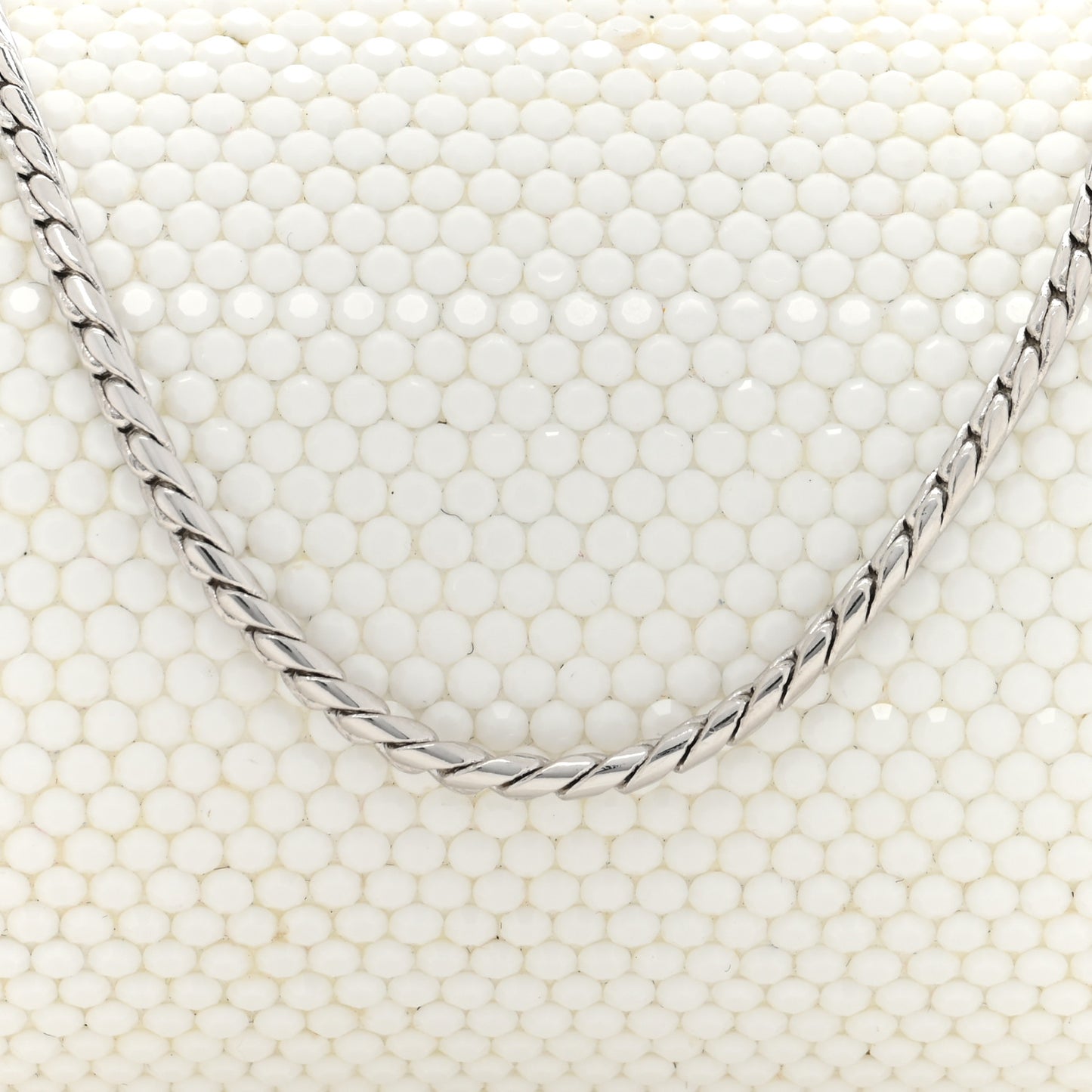 Crystal Minaudiere Clutch White