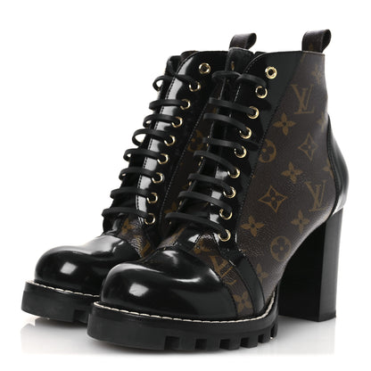 Louis Vuitton Patent Calfskin Monogram Star Trail Ankle Boots 41 Black 4 of 11