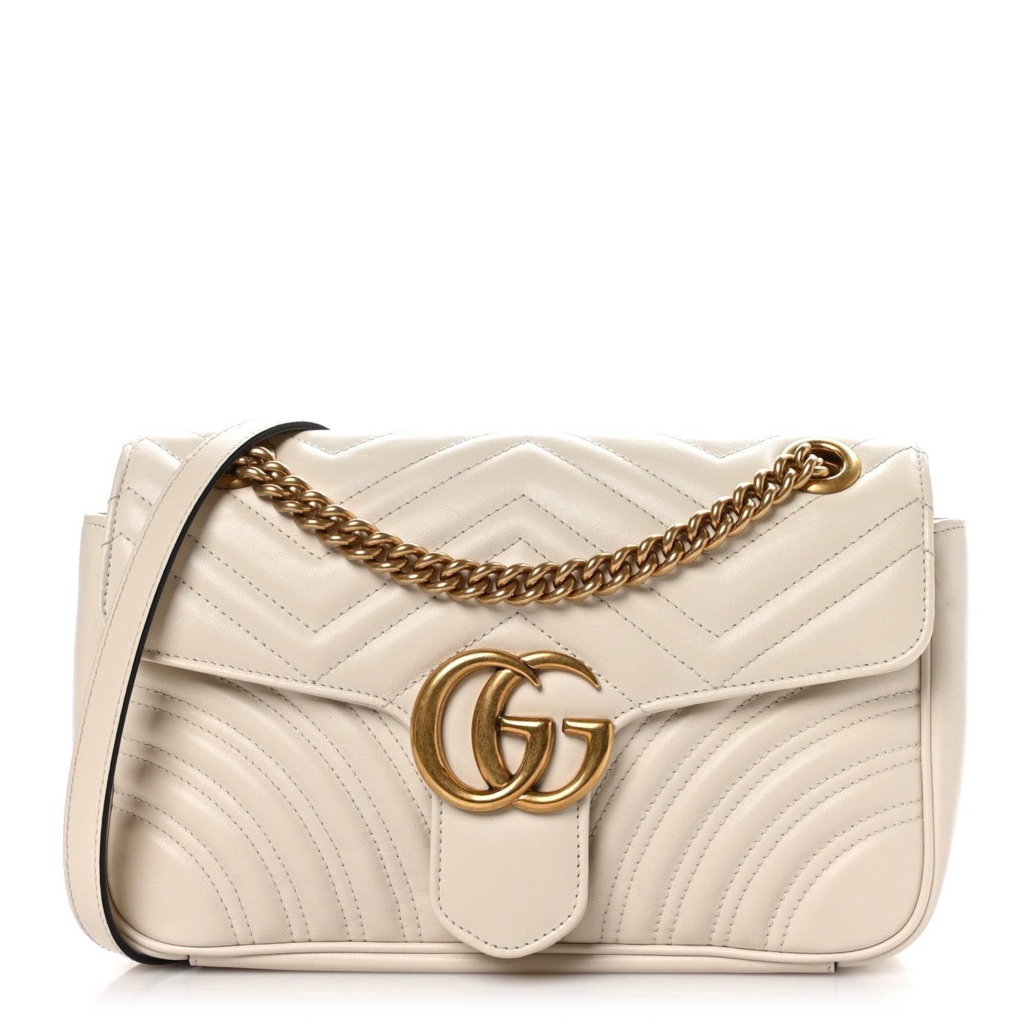 Gucci Calfskin Matelasse Small GG Marmont Shoulder Bag White 1 of 10