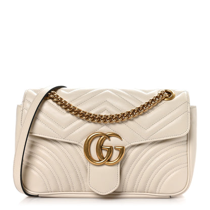 Gucci Calfskin Matelasse Small GG Marmont Shoulder Bag White 1 of 10