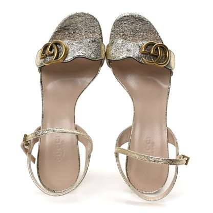 Gucci Galassia GG Marmont Ankle Wrap 75mm Sandals 37 Platino 2 of 9