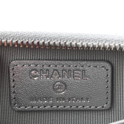 Chanel Gradient Metallic Calfskin Quilted Zip Around Coin Purse Wallet Silver Blue Yellow Purple 6 of 8