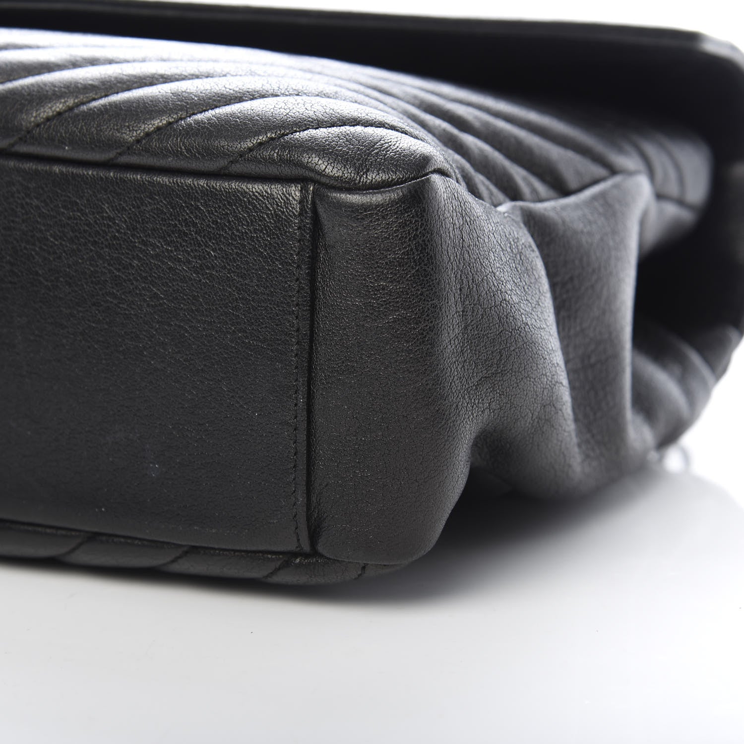 Saint Laurent Sheepskin Matelasse Chevron Monogram Large College Satchel Black 10 of 11