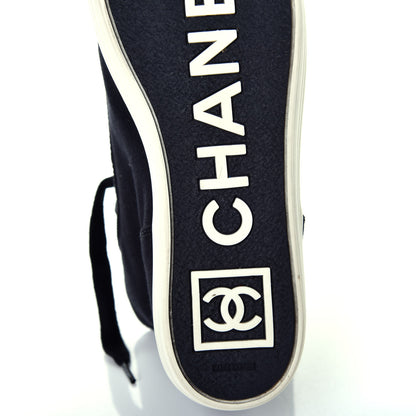Chanel Canvas CC High Top Sneakers 38 Black White 6 of 8