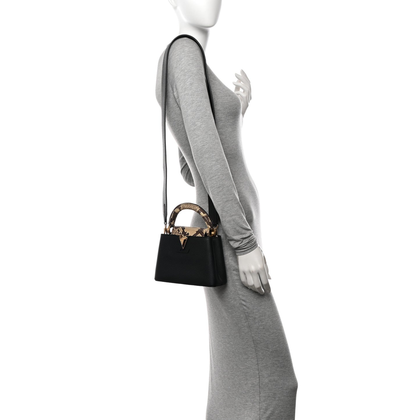 Taurillon Snakeskin Mini Capucines Black