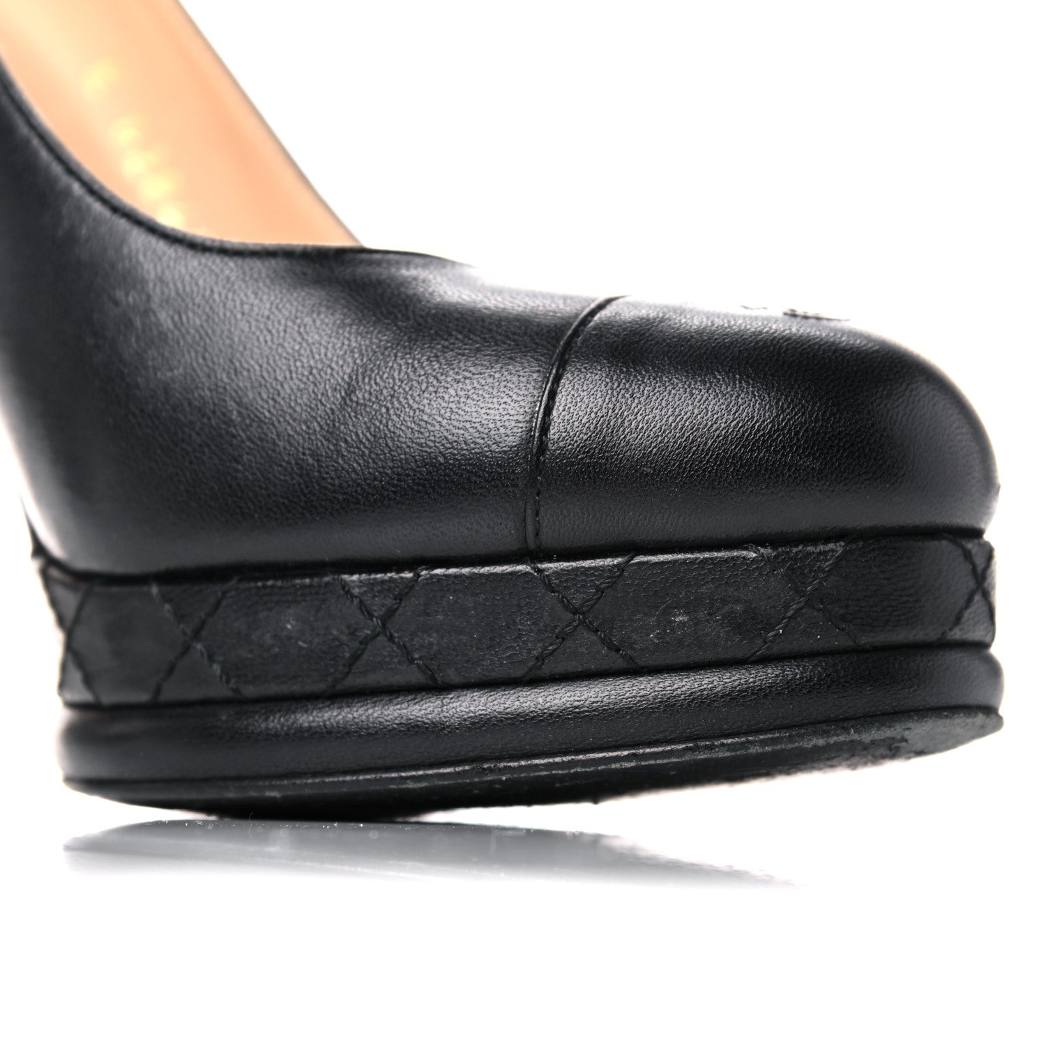 Chanel Lambskin CC Cap Toe Platform Pumps 38.5 Black 13 of 18