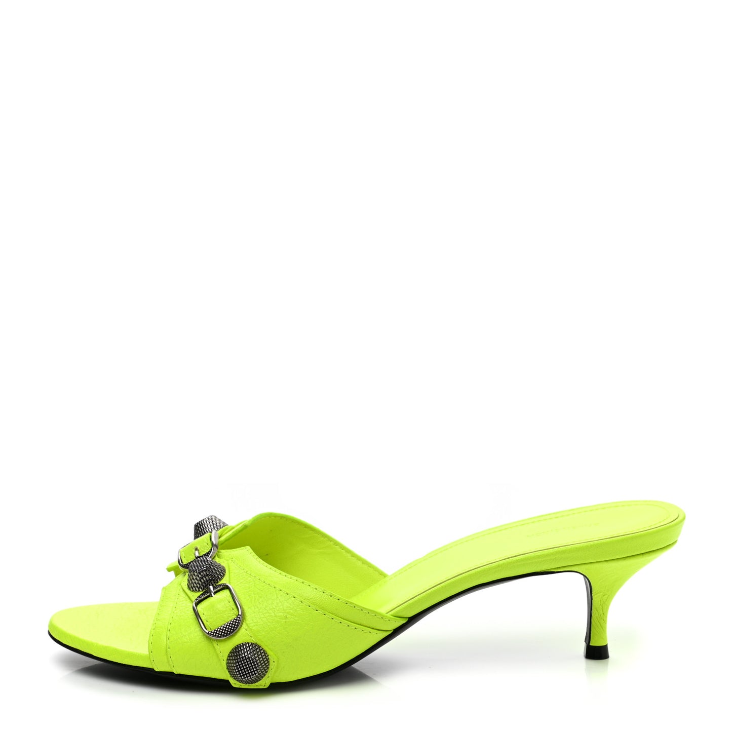 Agneau Arena Cagole 50mm Slide Sandals 39.5 Fluo Yellow