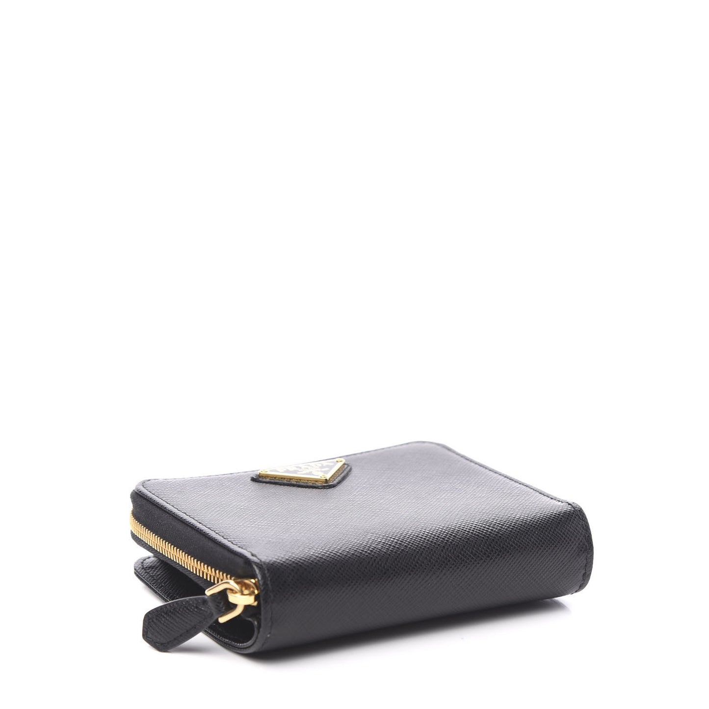 Saffiano Compact Zip Around Wallet Black